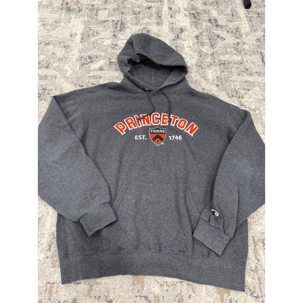 Champion Princeton Tigers Eco Fleece Hoodie Charcoal Gray Mens Large Y2K